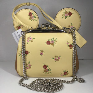 Coach Minnie Kisslock Floral Print Ear Crossbody